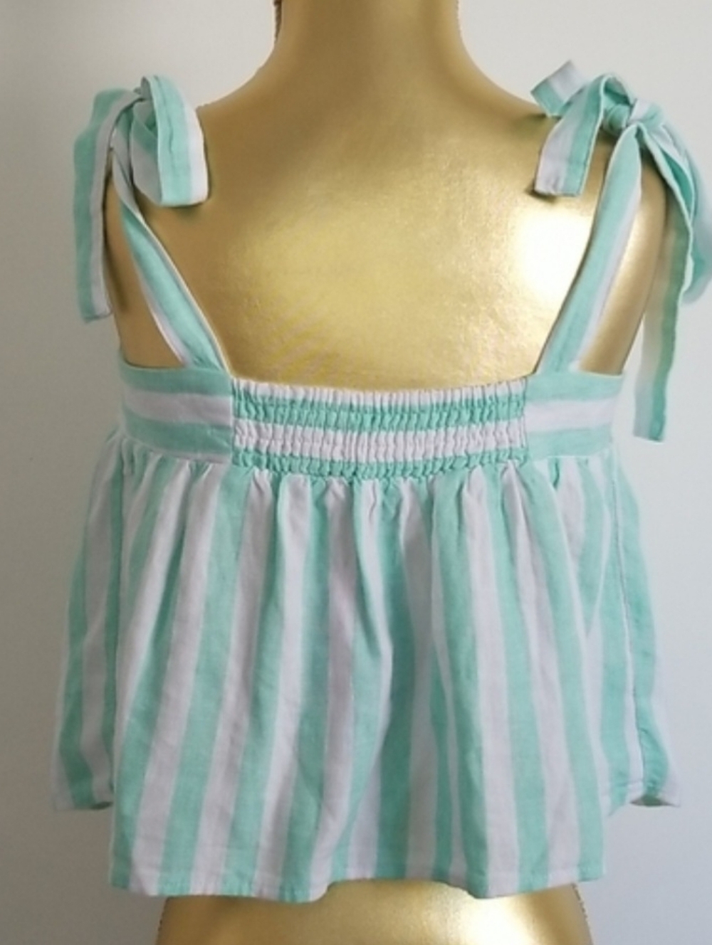 Stoney Clover Lane x Target Mint Green White Striped Linen Blend Crop Tank Top - Picture 6 of 12